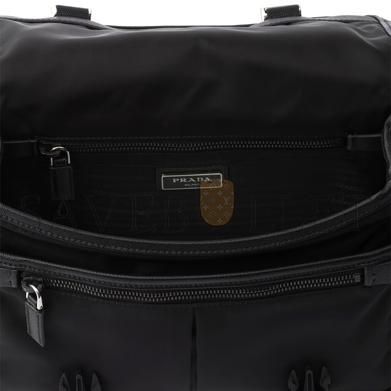 Pra*a re-nylon and saffiano leather shoulder bag 2vd769 (26*19*10cm)
